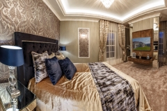 Master bedroom interior in brown tones